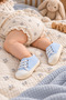 Blue Lace-Up Fabric Textured Knitted Sole Detailed Soft Sole Baby Boy Sports Booties Shoes (4-12 Months / 18-19 Number) - Lnc-5206 - 5