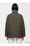 Khaki Stand Collar Quilted Women's Puffer Coat - 4