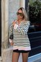Pink Hizy Striped Polo Collar Half Zipper Women's Knitwear Sweater - 3