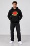 Palestine Watermelon Printed Hooded Oversize Sweatshirt Unisex Black and White Hoodie - 3