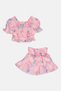 Toddlers Girl 2 Pcs Floral Print Top And Skort Set, Multicolor - 3
