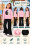 Winter, Spring, and Autumn Girls' Black Spanish Flared Bottoms and Pink Sweat Top - 2