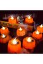 12 Pack Pumpkin Tealights Candles with Spider Web Decor, LED Pumpkin Lights