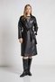 1041 Women's Faux Leather Trench Coat with Belt - 2