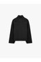 Wool Blend Zippered Pocketed Stand Collar Oversized Seasonal Cashmere Jacket - 8