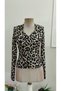 Women's long sleeve leopard print blouse with geometric collar detail - 4