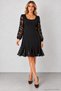 Women's Long Sleeve Round Neck Lace Sleeve and Hem Detail Flounced Short Imported Crepe Dress Casual Stylish Event Dress - 5