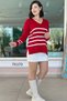 V-Neck Striped Knitwear Blouse 7K170 - 3