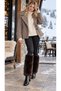 Brown Lux Soft Textured Plush Women's Leggings - 3