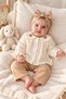 Collar Rabbit Embroidery Detailed Polka Dot Baby Girl 2-Piece Set - Cream - 8
