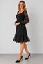Women's Long Sleeve Round Neck Lace Sleeve and Hem Detail Flounced Short Imported Crepe Dress Casual Stylish Event Dress - 3