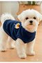 Dog Cat Butterfly Appliqued Navy Blue Fleece T-Shirt