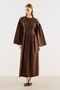 Ribbed Wide Sleeve Dress Bitter Brown - 3