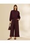 Women Burgundy Wide Leg Trousers - 2