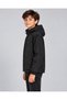 Boy's Black Hooded Raincoat Windbreaker Double Zippered Inner Lining Seasonal Coat with Pockets - 3