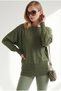 Women's Khaki Soft Textured Wide Collar Knitwear Sweater Kzk-19001191 - 3
