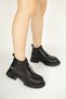 3099 Genuine Leather Rubber Detailed Zippered Serrated Non-Slip Sole Daily Women's Ankle Boots Real Leather