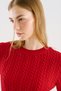 Hair Braided Sleeves Flawed Knitted Sweater Red - 8