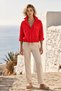 Women's Form-Fitting Snap Shirt with Adjustable Waist, Stylish, Comfortable Cut, Red - 6