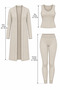 Women's Three-Piece Set Round Neck Sleeveless Blouse Open Front Long Cardigan Elastic Waist Leggings Pants Woven Detail Soft Textured Stylish Casual Black Knitwear Set - 4
