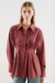 Patterned Short Shirt with Pleat Detail and Bordo Stripes - 4