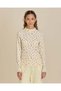 Senior Girls Cream Floral Ribbed Top