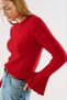 Hair Braided Sleeves Flawed Knitted Sweater Red - 7