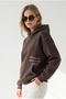 Women's Brown Stitching Detailed Soft Textured Hooded Sweatshirt Swt-19000821 - 6