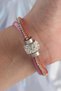 Pink Color Zircon Stone Tassel Detail Leather Multi-Bracelet - 2