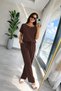 Women's Short Sleeve Crew Neck Viscose Two-Thread Blouse and Pants Two-Piece Set - 3