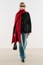 Leather Trimmed Collar Oversize Coat Black - 3