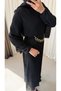 Glittery Crinkled Pleated Dress - Black - 4