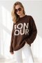 Women's Brown Shawl Collar Bonjour Oversize Knitwear Sweater Kzk-19001193 - 4