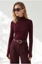 Women's Burgundy Turtleneck Viscose Blouse with Finger Detail Blz-19003484