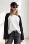 Women's Black Raglan Sleeve Crew Neck Sweatshirt Swt-19000812 - 3