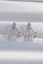 Brass Silver Color Zircon Stone Flat Bow Model Earrings - 2