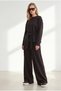 Women's Brown Belted Top with Pocket Detail and Bottom Set Tkm-19000527 - 5