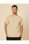 Men Beige Plain Cotton T-Shirt