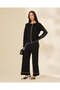 Women Black Knitted Wide Leg Trousers - 6