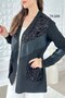 Leather-Trimmed Strawberry Fabric Sequin Cardigan 7K166 - 5