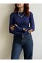 Half Turtleneck Finger Detail Body - Hpm - Navy Blue - 2