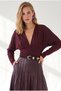 Women's Plum Pleated Detailed Viscose Blouse with Lace-Up Back Detail Blz-19003480
