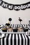 50 Piece Fan Black and White Children's Fruit Forks and Party Toothpicks Set - 6