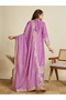 Lavander Chinon Embroidered Three-Piece Suit Set - FFT102117 | Lavander-Size:4XL-48-Inches - 3