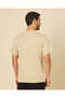 Men Beige Plain Cotton T-Shirt - 3