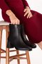 Women's Genuine Leather Medium Heeled Office Boots Shhn.1240 Black Leather - 2