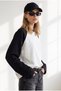 Women's Black Raglan Sleeve Crew Neck Sweatshirt Swt-19000812 - 5