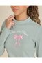 Senior Girls Green Bow Graphic Ribbed Top - 4