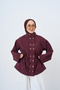 Women's Double Button Detail Cupra Jacket Claret Red - 3