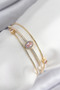 Brass Zircon Stone Baguette Model Gold Color Women's Bracelet